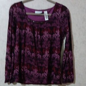 JH Collectibles Long Sleeve Purple and Red Blouse